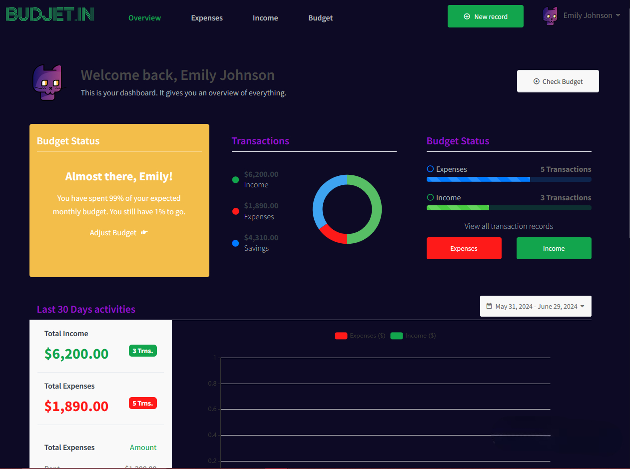 BUDJET.IN overview page